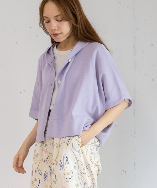 POU DOU DOU(プードゥドゥ)の「フーディニットポンチョ(カーディガン/ボレロ・レディース・グレー/グリーン/ラベンダー・3)」の13枚目の写真