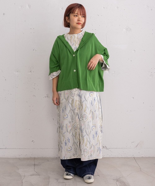 POU DOU DOU(プードゥドゥ)の「フーディニットポンチョ(カーディガン/ボレロ・レディース・グレー/グリーン/ラベンダー・3)」の15枚目の写真