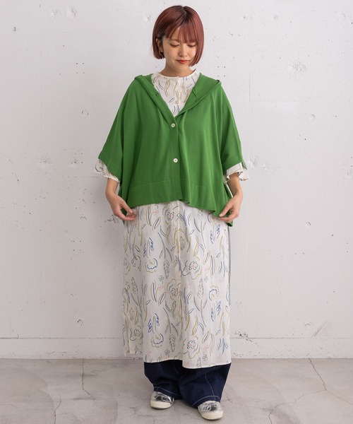 POU DOU DOU(プードゥドゥ)の「フーディニットポンチョ(カーディガン/ボレロ・レディース・グレー/グリーン/ラベンダー・3)」の18枚目の写真