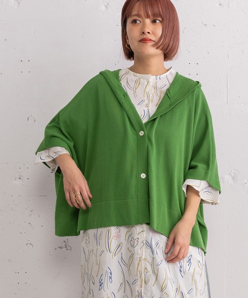 POU DOU DOU(プードゥドゥ)の「フーディニットポンチョ(カーディガン/ボレロ・レディース・グレー/グリーン/ラベンダー・3)」の19枚目の写真