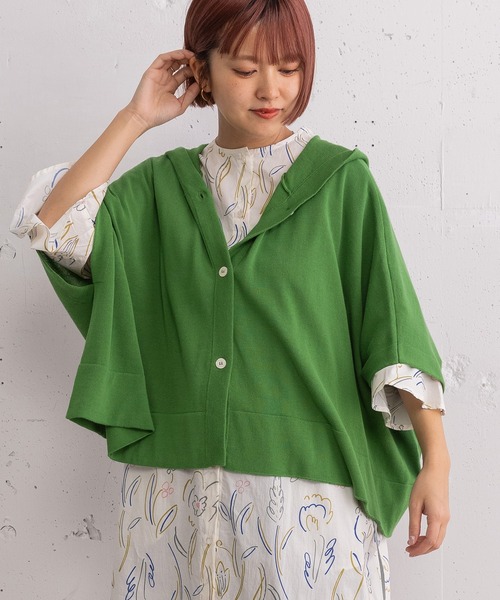 POU DOU DOU(プードゥドゥ)の「フーディニットポンチョ(カーディガン/ボレロ・レディース・グレー/グリーン/ラベンダー・3)」の20枚目の写真