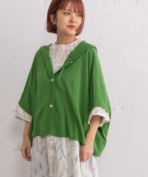 POU DOU DOU(プードゥドゥ)の「フーディニットポンチョ(カーディガン/ボレロ・レディース・グレー/グリーン/ラベンダー・3)」の21枚目の写真