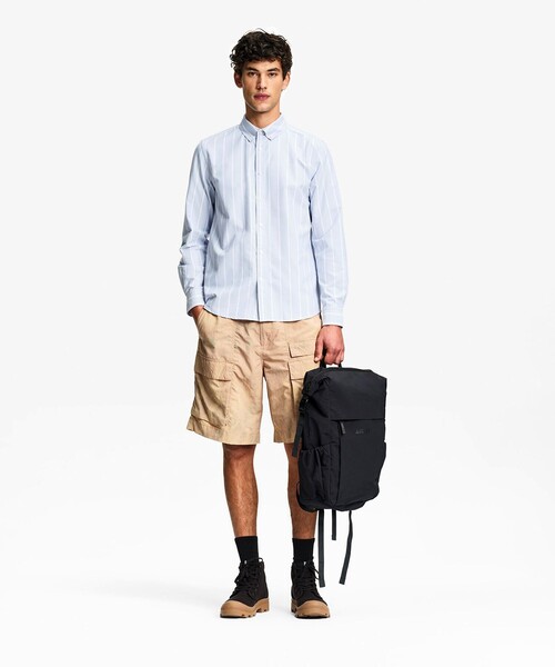 AIGLE(エーグル)の「吸水速乾 ストライプ オックスフォードシャツ(シャツ/ブラウス・メンズ・ブルー/ホワイト・L/M/S)」の4枚目の写真