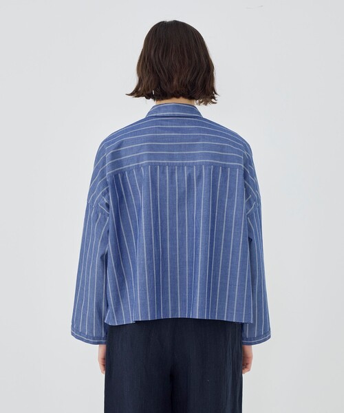 GALERIE VIE(ギャルリー ヴィー)の「ストライプブロード アジャストスリーブシャツ(シャツ/ブラウス・レディース・ブルー系その他/グリーン系その他・FREE)」の7枚目の写真