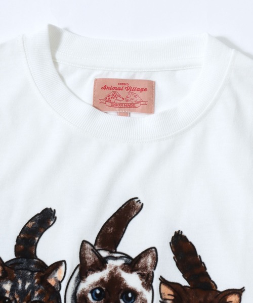 SITRY（シトリー）の「Cat Flock Print T-Shirt/猫 アニマル フロッキープリント 半袖Tシャツ レディース メンズ（Tシャツ/カットソー・メンズ・ブラック/チャコール/ホワイト・M/L/LL）」の12枚目の写真