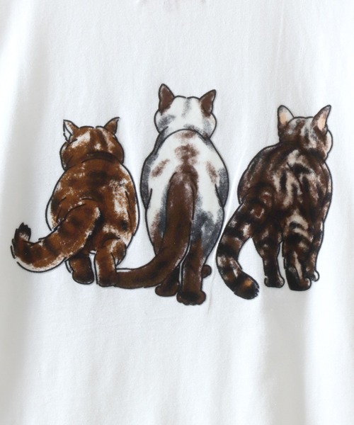SITRY（シトリー）の「Cat Flock Print T-Shirt/猫 アニマル フロッキープリント 半袖Tシャツ レディース メンズ（Tシャツ/カットソー・メンズ・ブラック/チャコール/ホワイト・M/L/LL）」の11枚目の写真