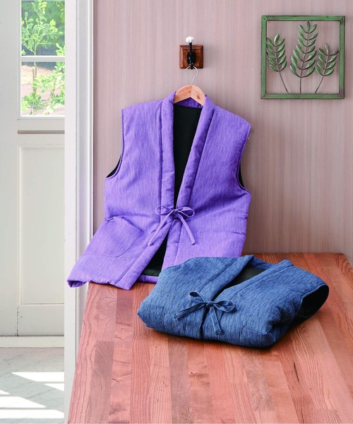 BACKYARD FAMILY（バックヤードファミリー）の「高島ちぢみ ぽかぽか中綿ベスト（その他ルームウェア・レディース・ネイビー/パープル・XL/M）」の5枚目の写真