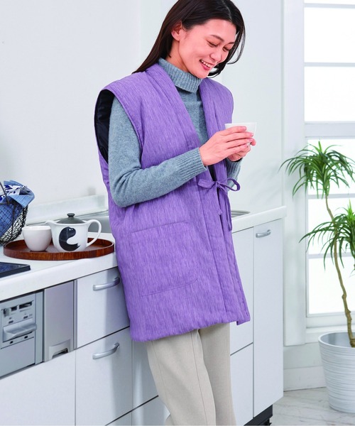 BACKYARD FAMILY（バックヤードファミリー）の「高島ちぢみ ぽかぽか中綿ベスト（その他ルームウェア・レディース・ネイビー/パープル・XL/M）」の6枚目の写真