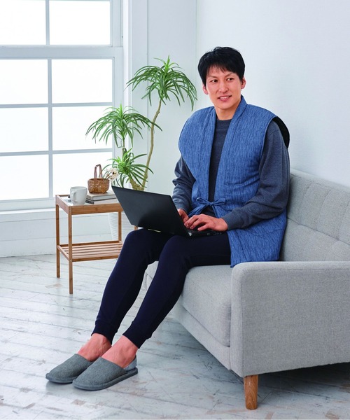 BACKYARD FAMILY（バックヤードファミリー）の「高島ちぢみ ぽかぽか中綿ベスト（その他ルームウェア・レディース・ネイビー/パープル・XL/M）」の9枚目の写真