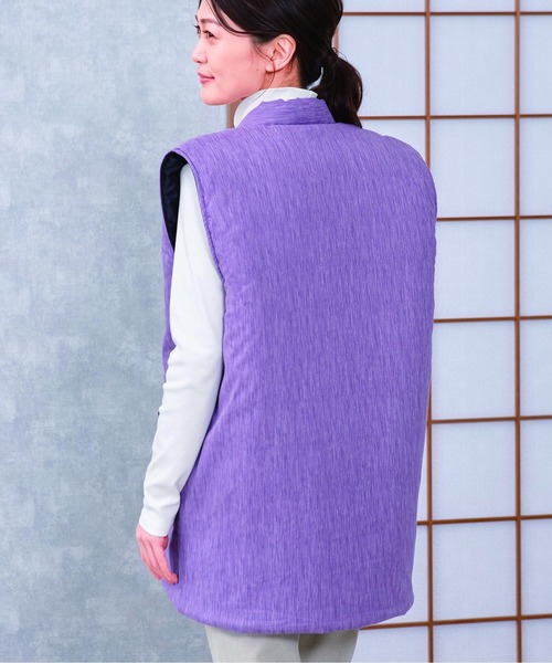 BACKYARD FAMILY（バックヤードファミリー）の「高島ちぢみ ぽかぽか中綿ベスト（その他ルームウェア・レディース・ネイビー/パープル・XL/M）」の11枚目の写真