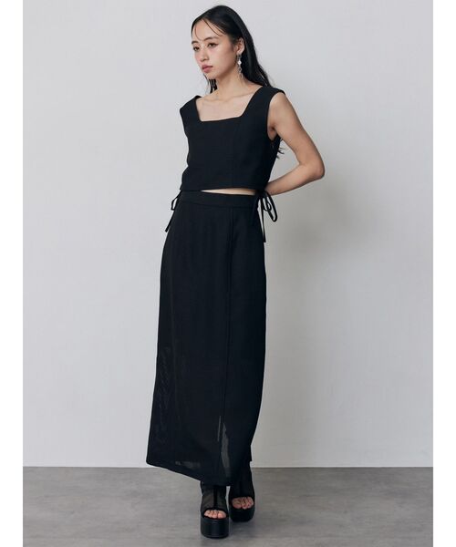 MURUA（ムルーア）の「【セットアップ対応】スクエアネックメッシュタンク（タンクトップ・レディース・ブラック/アイボリー/ブラウン/グレー・FREE）」の18枚目の写真