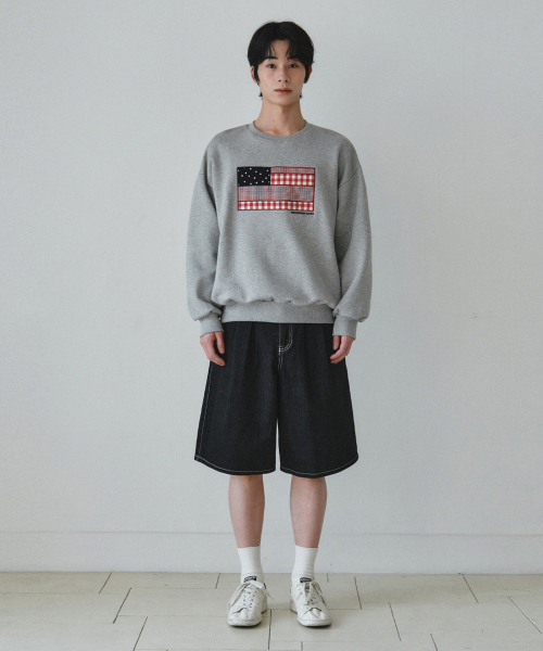 WEDNESDAY OASIS（ウェンズデーオアシス）の「フラッグアプリケスウェットシャツ_MELANGE GRAY(W26TP08)（スウェット・メンズ・ライトグレー・MEDIUM/LARGE）」の3枚目の写真