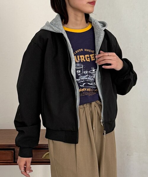 CPCM(シーピーシーエム)の「フェイクレイヤードブルゾン(ブルゾン・レディース・ブラック/ベージュ・FREE)」の5枚目の写真