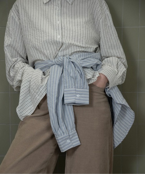 lawgy（ラウジー）の「mixed stripe shushu set shirt / ミクストストライプシュシュセットシャツ（シャツ/ブラウス・レディース・ホワイト/ブルー・FREE）」の12枚目の写真
