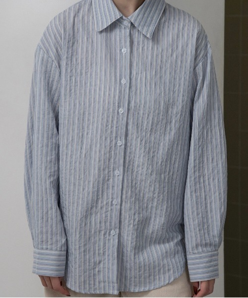 lawgy（ラウジー）の「mixed stripe shushu set shirt / ミクストストライプシュシュセットシャツ（シャツ/ブラウス・レディース・ホワイト/ブルー・FREE）」の9枚目の写真