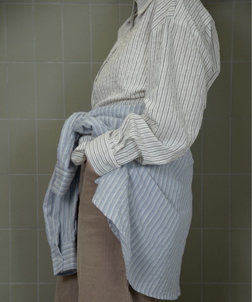 lawgy（ラウジー）の「mixed stripe shushu set shirt / ミクストストライプシュシュセットシャツ（シャツ/ブラウス・レディース・ホワイト/ブルー・FREE）」の13枚目の写真