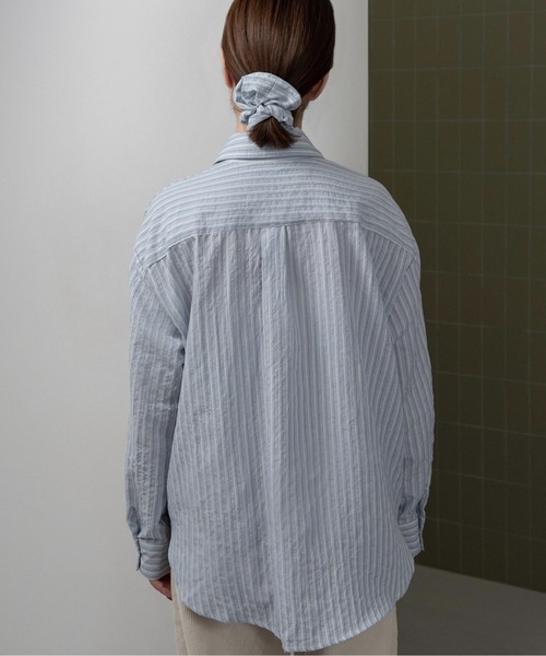 lawgy（ラウジー）の「mixed stripe shushu set shirt / ミクストストライプシュシュセットシャツ（シャツ/ブラウス・レディース・ホワイト/ブルー・FREE）」の10枚目の写真