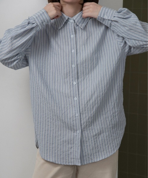 lawgy（ラウジー）の「mixed stripe shushu set shirt / ミクストストライプシュシュセットシャツ（シャツ/ブラウス・レディース・ホワイト/ブルー・FREE）」の8枚目の写真