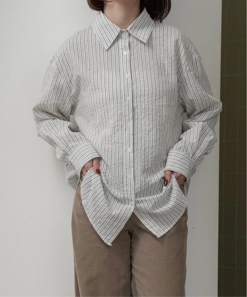 lawgy（ラウジー）の「mixed stripe shushu set shirt / ミクストストライプシュシュセットシャツ（シャツ/ブラウス・レディース・ホワイト/ブルー・FREE）」の3枚目の写真