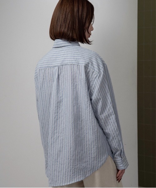 lawgy（ラウジー）の「mixed stripe shushu set shirt / ミクストストライプシュシュセットシャツ（シャツ/ブラウス・レディース・ホワイト/ブルー・FREE）」の11枚目の写真