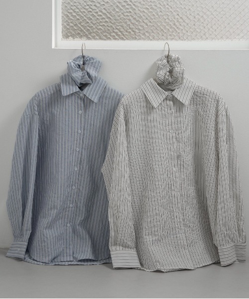 lawgy（ラウジー）の「mixed stripe shushu set shirt / ミクストストライプシュシュセットシャツ（シャツ/ブラウス・レディース・ホワイト/ブルー・FREE）」の14枚目の写真