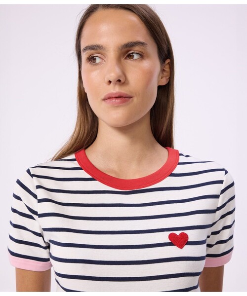 PETIT BATEAU（プチバトー）の「マリニエール半袖Ｔシャツ（Tシャツ/カットソー・レディース・ホワイト×ネイビー・XX-SMALL/X-SMALL/MEDIUM/LARGE/SMALL）」の3枚目の写真