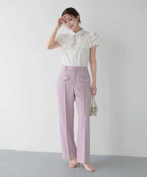 Fit more(フィットモア)の「フラップポケットパールワイドパンツ(その他パンツ・レディース・ブラック/ピンク/ホワイト・M/S/PS)」の5枚目の写真