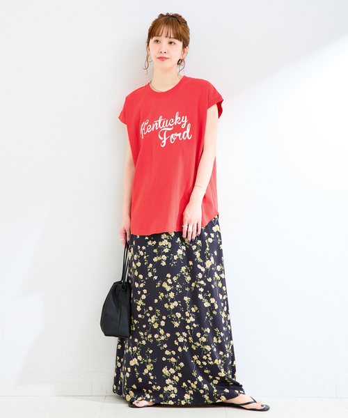 B.C STOCK(ベーセーストック)の「手洗い可 / アソートフレンチスリーブロゴTEE(Tシャツ/カットソー・レディース・チャコールグレー/レッド/ブラウン/ホワイト・FREE)」の22枚目の写真