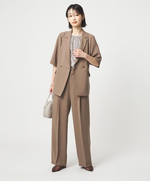 green label relaxing（グリーンレーベルリラクシング）の「［size SHORT/TALLあり］エアシカル タック パンツ 接触冷感 通気性（スラックス・レディース・モカ/ダークグレー・TALL/40/38/36/SHORT）」の16枚目の写真