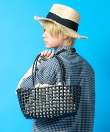 an meets zakka ブロック格子編みソフトプラスチックカゴバッグ