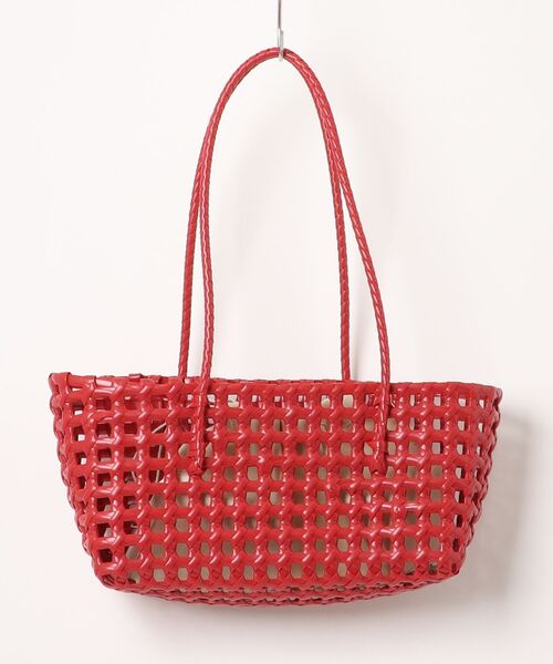an meets zakka(アンミツザッカ)の「an meets zakka ブロック格子編みソフトプラスチックカゴバッグ(かごバッグ・レディース・ブラウン/レッド/ホワイト/ブラック/グリーン・ONESIZE)」の12枚目の写真