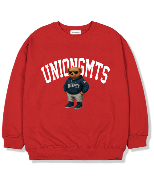 Union Garments(ユニオンガーメンツ)の「サングラス フードベア 裏起毛 オーバーサイズ スウェットシャツ レッド(スウェット・レディース・その他・L/XL/XXL)」の1枚目の写真