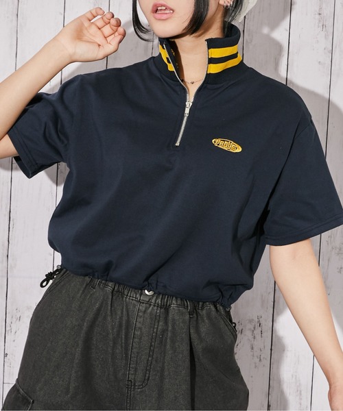 GORGE(ゴージ)の「《ハーフジップ×ワンポイント刺繍》カットソー/ストリート/春夏秋/全3色(Tシャツ/カットソー・レディース・ブラック/オートミール/ネイビー・F)」の3枚目の写真