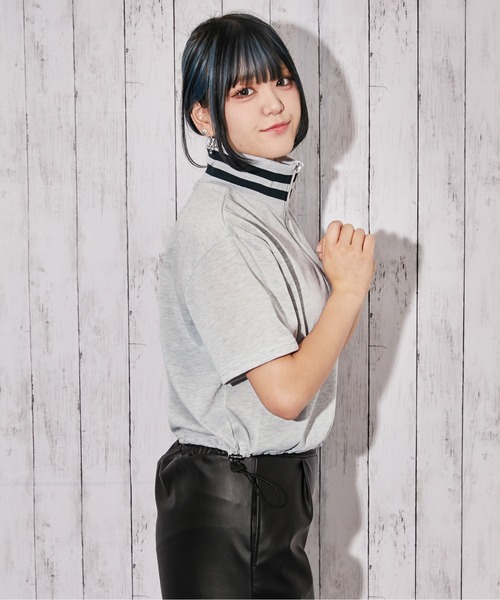 GORGE(ゴージ)の「《ハーフジップ×ワンポイント刺繍》カットソー/ストリート/春夏秋/全3色(Tシャツ/カットソー・レディース・ブラック/オートミール/ネイビー・F)」の21枚目の写真
