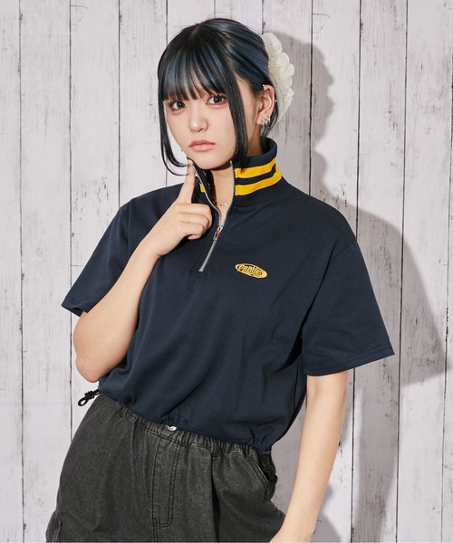 GORGE(ゴージ)の「《ハーフジップ×ワンポイント刺繍》カットソー/ストリート/春夏秋/全3色(Tシャツ/カットソー・レディース・ブラック/オートミール/ネイビー・F)」の19枚目の写真