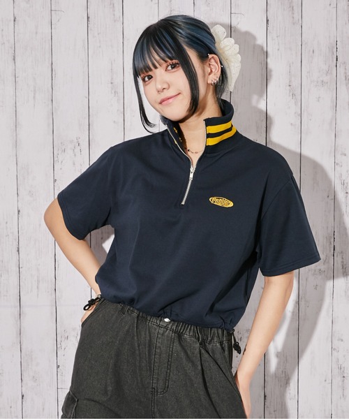 GORGE(ゴージ)の「《ハーフジップ×ワンポイント刺繍》カットソー/ストリート/春夏秋/全3色(Tシャツ/カットソー・レディース・ブラック/オートミール/ネイビー・F)」の18枚目の写真