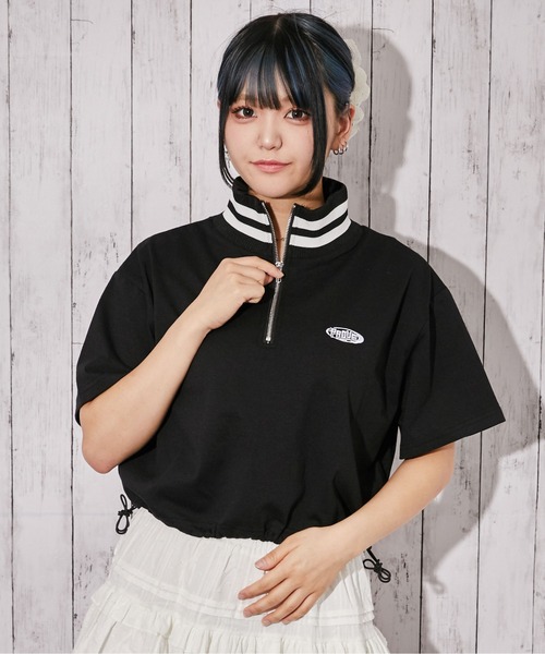 GORGE(ゴージ)の「《ハーフジップ×ワンポイント刺繍》カットソー/ストリート/春夏秋/全3色(Tシャツ/カットソー・レディース・ブラック/オートミール/ネイビー・F)」の15枚目の写真
