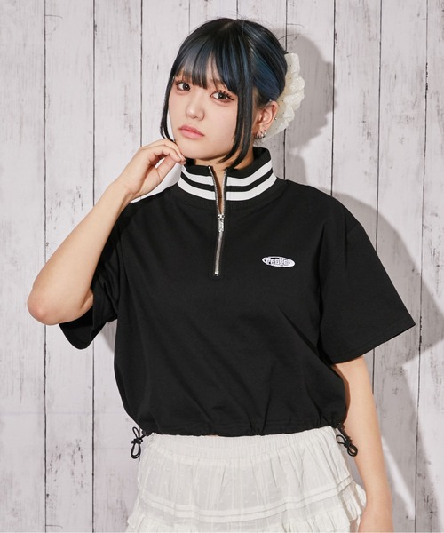 GORGE(ゴージ)の「《ハーフジップ×ワンポイント刺繍》カットソー/ストリート/春夏秋/全3色(Tシャツ/カットソー・レディース・ブラック/オートミール/ネイビー・F)」の14枚目の写真
