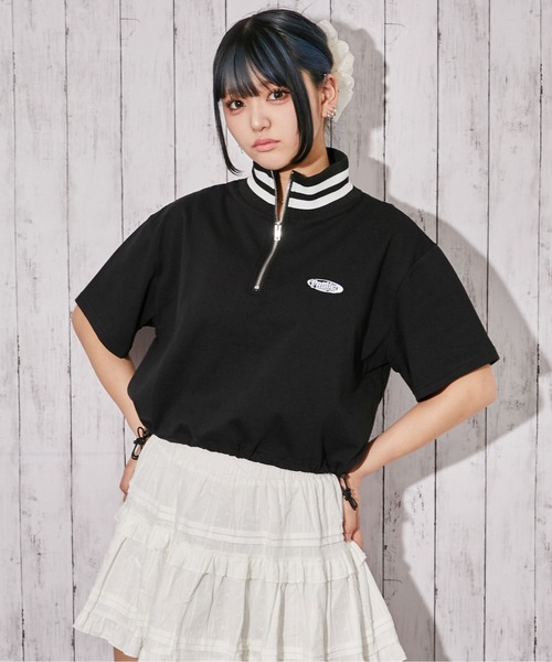 GORGE(ゴージ)の「《ハーフジップ×ワンポイント刺繍》カットソー/ストリート/春夏秋/全3色(Tシャツ/カットソー・レディース・ブラック/オートミール/ネイビー・F)」の13枚目の写真