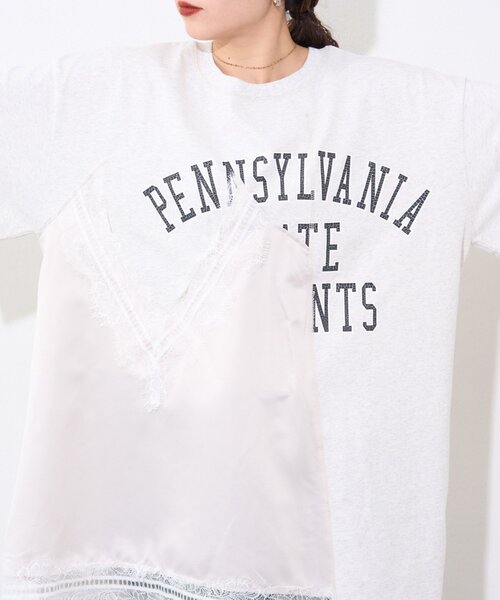 etsinta(エシンタ)の「【etsinta】サテンキャミリメイクチュニックtee(Tシャツ/カットソー・レディース・ライトグレー・ONE SIZE)」の5枚目の写真