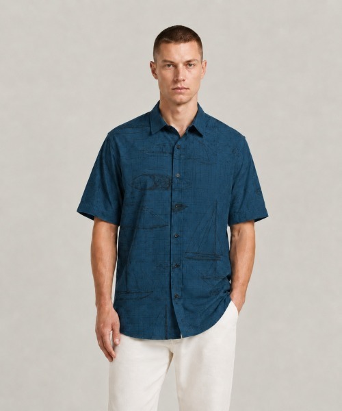 G-STAR(ジースター)の「Festival Relaxed Shirt/マッププリントリラックスシャツ(シャツ/ブラウス・メンズ・ダークネイビー/グリーン系その他・X-SMALL/LARGE/X-LARGE/SMALL/MEDIUM)」の2枚目の写真