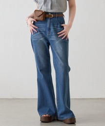 【脚長効果！/低身長サイズ/4色展開】フレアデニムパンツ