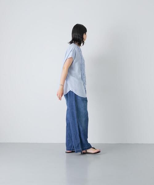 かぐれ（カグレ）の「リネンフリルフレンチシャツ（シャツ/ブラウス