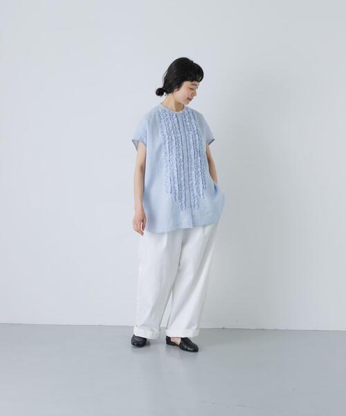 かぐれ（カグレ）の「リネンフリルフレンチシャツ（シャツ/ブラウス