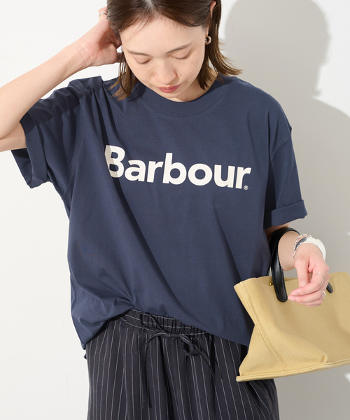 Barbour(バブアー)の「Barbour/バブアー PENSFORD OS T-SHIRT LOGO TEE2(Tシャツ/カットソー・レディース・ネイビー/ホワイト・FREE)」の1枚目の写真
