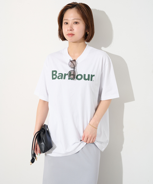 Barbour(バブアー)の「Barbour/バブアー PENSFORD OS T-SHIRT LOGO TEE2(Tシャツ/カットソー・レディース・ネイビー/ホワイト・FREE)」の4枚目の写真