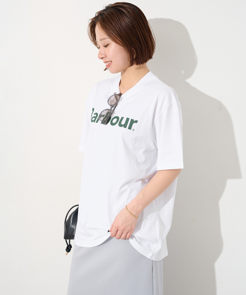 Barbour(バブアー)の「Barbour/バブアー PENSFORD OS T-SHIRT LOGO TEE2(Tシャツ/カットソー・レディース・ネイビー/ホワイト・FREE)」の5枚目の写真