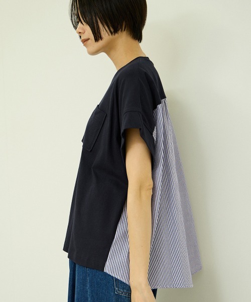 VICKY（ビッキー）の「ストライプ切替プルオーバー（Tシャツ/カットソー・レディース・オフホワイト/ネイビー・M）」の2枚目の写真
