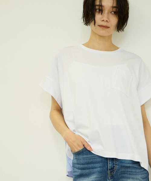 VICKY（ビッキー）の「ストライプ切替プルオーバー（Tシャツ/カットソー・レディース・オフホワイト/ネイビー・M）」の6枚目の写真