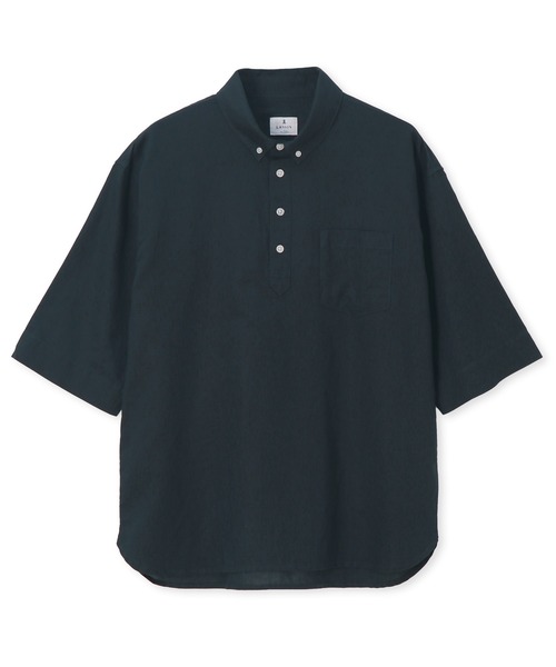 LANVIN en Bleu(ランバンオンブルー)の「コットン/リネン素材 7分袖 ボタンダウン スタンドカラーシャツ(シャツ/ブラウス・メンズ・ネイビー/ブラック/ベージュ・52/50/48/46)」の12枚目の写真